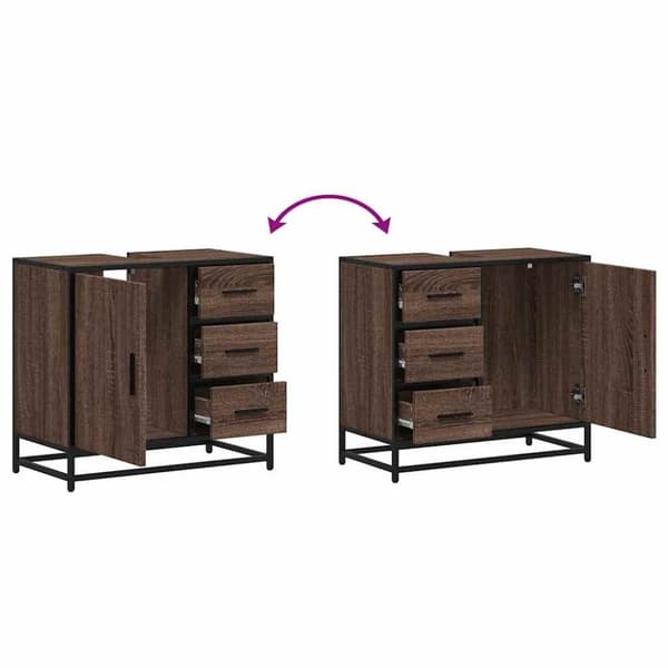 vidaXL Servantskap brun eik 65x33x60 cm konstruert tre