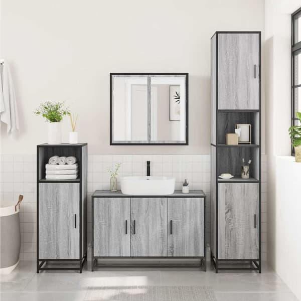vidaXL Servantskap grå sonoma 90x33x60 cm konstruert tre