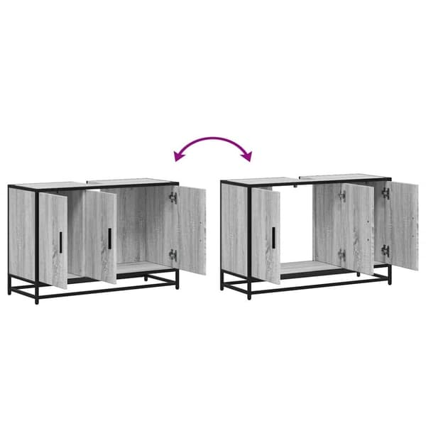vidaXL Servantskap grå sonoma 90x33x60 cm konstruert tre