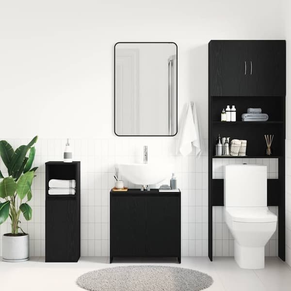 vidaXL Kylpyhuonekaappi Musta tammi 60x33x60 cm Engineered Wood