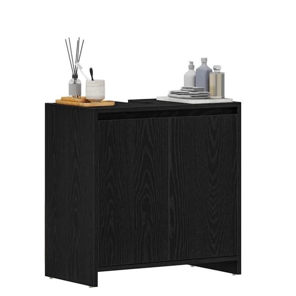 vidaXL Kylpyhuonekaappi Musta tammi 60x33x60 cm Engineered Wood