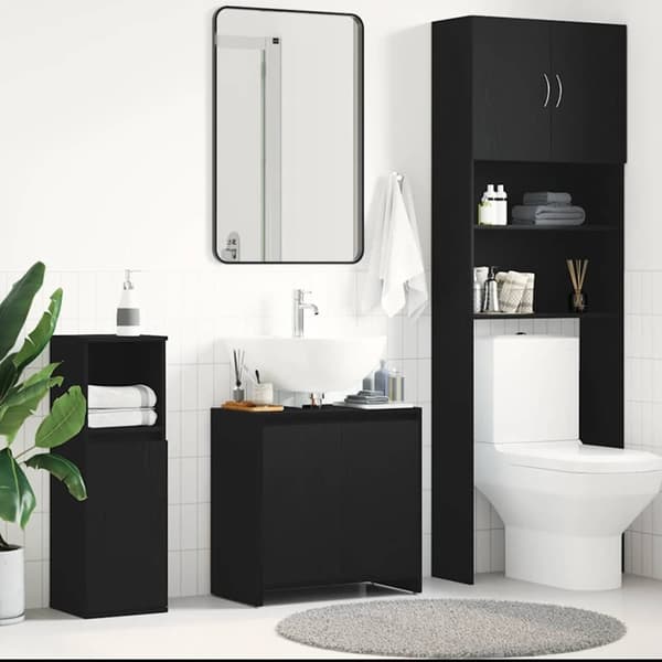 vidaXL Kylpyhuonekaappi Musta tammi 60x33x60 cm Engineered Wood