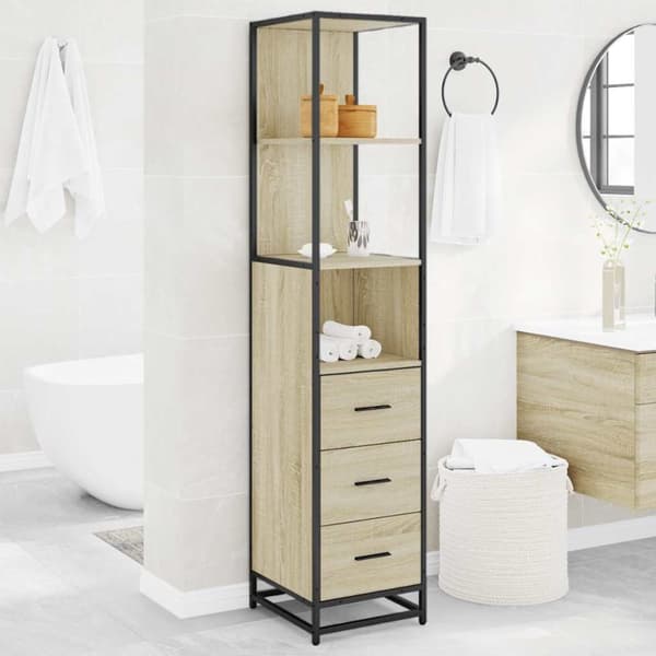 vidaXL badeværelsesskab 35x37,5x166 cm konstrueret træ sonoma-eg