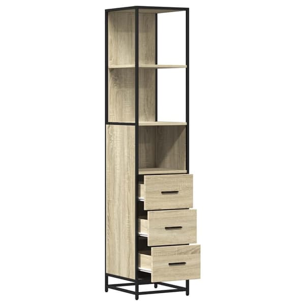 vidaXL badeværelsesskab 35x37,5x166 cm konstrueret træ sonoma-eg