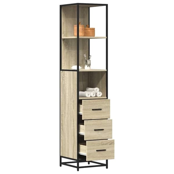 vidaXL badeværelsesskab 35x37,5x166 cm konstrueret træ sonoma-eg