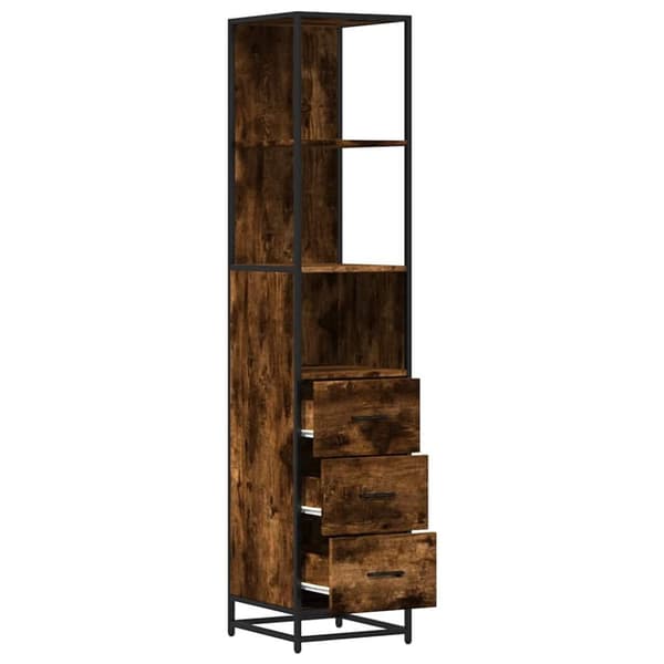 vidaXL badeværelsesskab 35x37,5x166 cm konstrueret træ røget egetræ