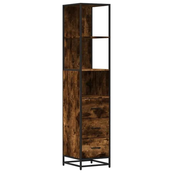 vidaXL badeværelsesskab 35x37,5x166 cm konstrueret træ røget egetræ