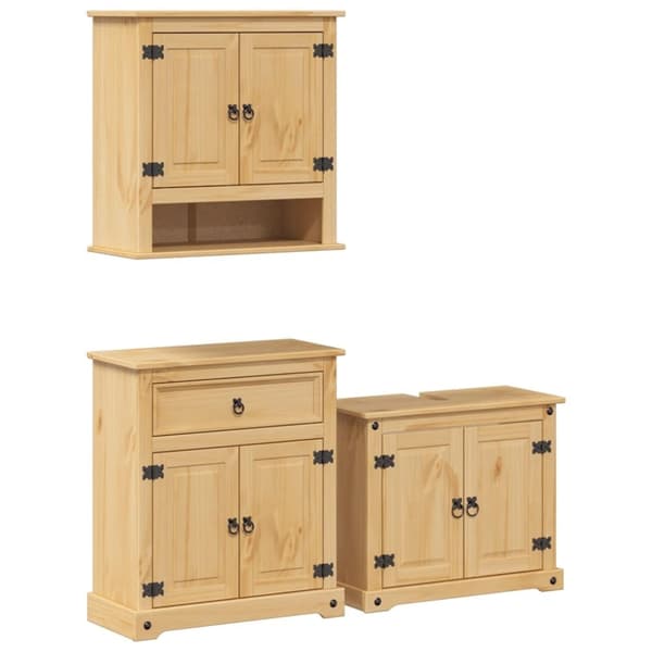 vidaXL Baderomsskap 3 stk Corona heltre furu