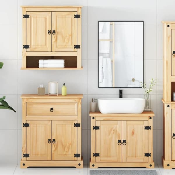 vidaXL Baderomsskap 3 stk Corona heltre furu