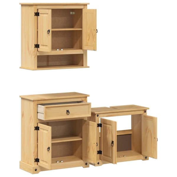 vidaXL Baderomsskap 3 stk Corona heltre furu