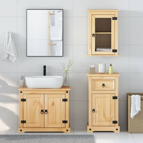 vidaXL Baderomsskap 3 stk Corona heltre furu