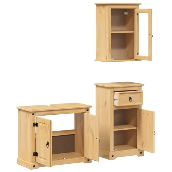 vidaXL Baderomsskap 3 stk Corona heltre furu