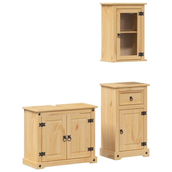 vidaXL Baderomsskap 3 stk Corona heltre furu