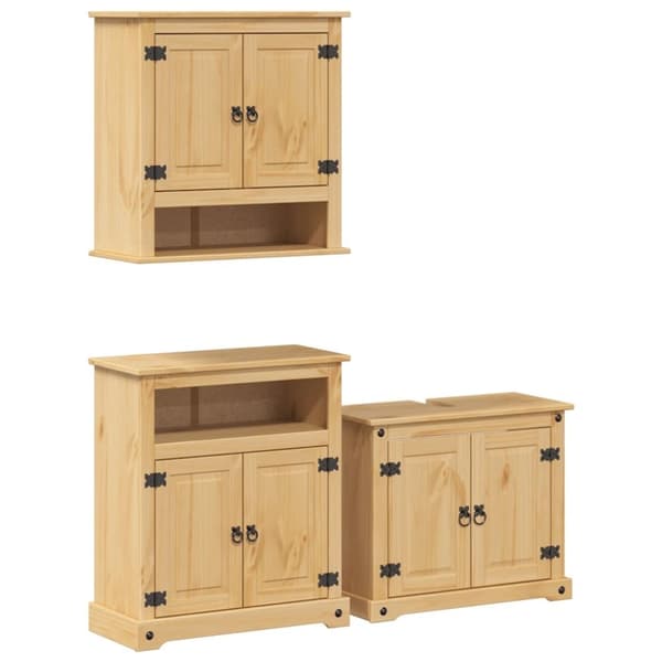 vidaXL Baderomsskap 3 stk Corona heltre furu
