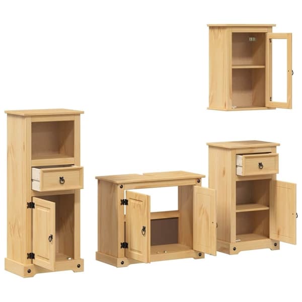vidaXL Baderomsskap 4 stk Corona heltre furu
