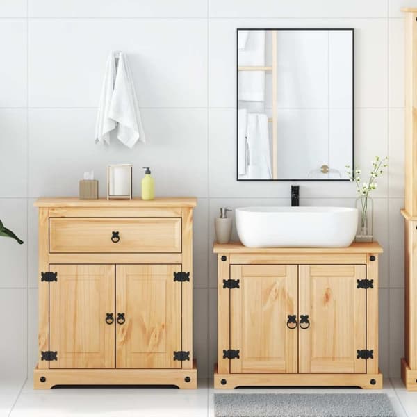 vidaXL Baderomsskap 2 stk Corona heltre furu