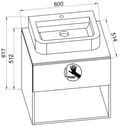 Miniatyrbillede 2 af 3: LendasII60 vaskeskab antracit, eg dekor.