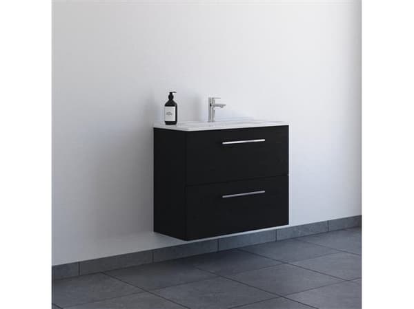 Møbelpakke 81cm 2 skuffe m/vask sort eg