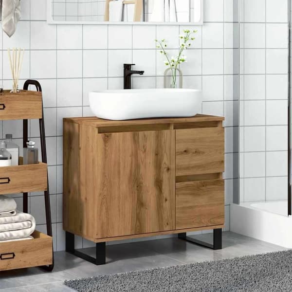 vidaXL Badeservantskap artisan eik 65x33x60 cm konstruert tre