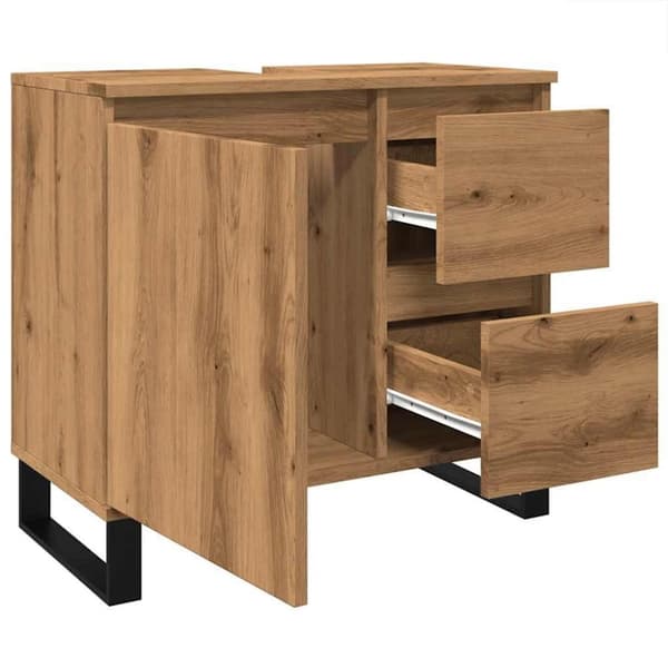 vidaXL Badeservantskap artisan eik 65x33x60 cm konstruert tre