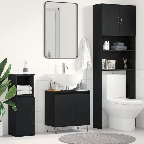 vidaXL Baderomsskap Svart Eik 58x33x60 cm Konstruert Tre