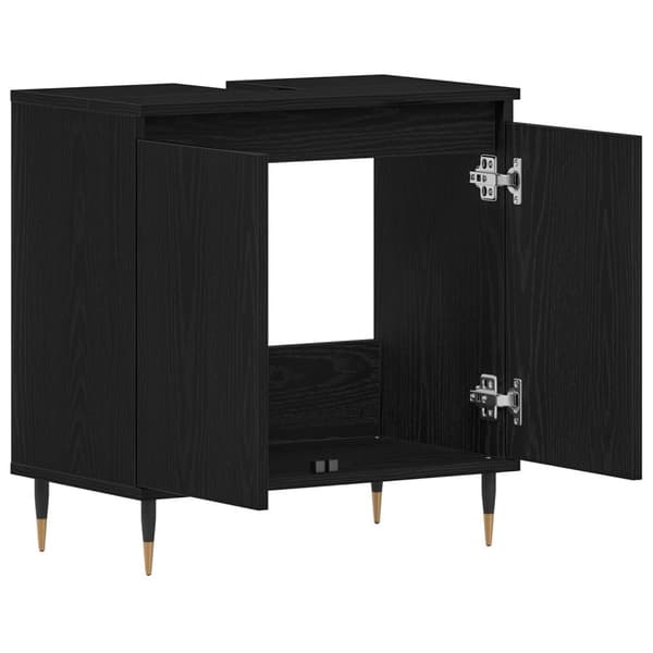vidaXL kylpyhuoneen pesuallas kaappi Musta tammi 58x33x60 cm Tekninen puu