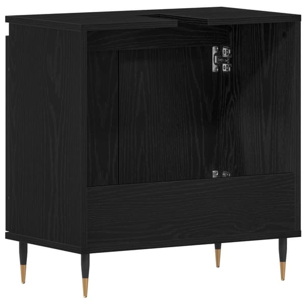vidaXL kylpyhuoneen pesuallas kaappi Musta tammi 58x33x60 cm Tekninen puu
