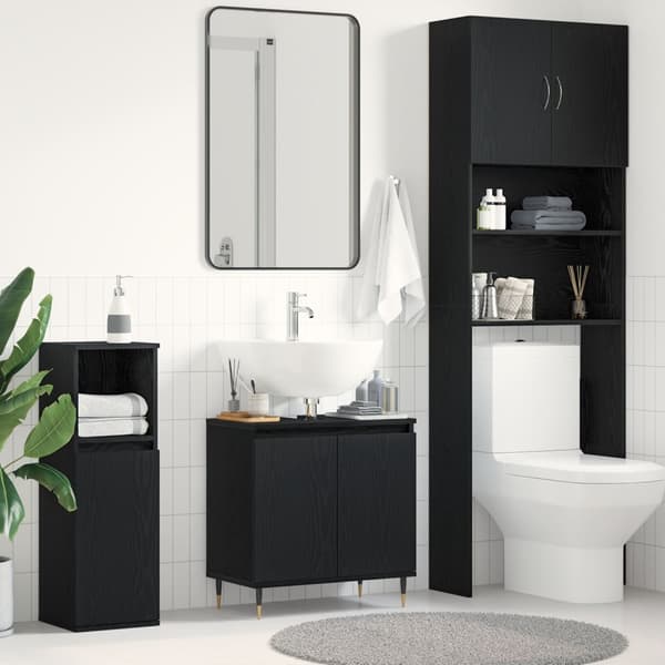 vidaXL kylpyhuoneen pesuallas kaappi Musta tammi 58x33x60 cm Tekninen puu