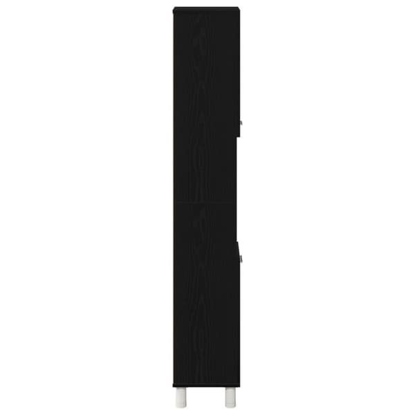 vidaXL Badeværelsesskab Sort egetræ Konstrueret træ 30x30x179,5 cm