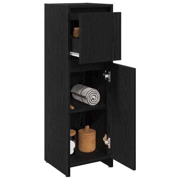 vidaXL Kylpyhuonekaappi Musta Tammi 30x30x95 cm Tekninen Puu