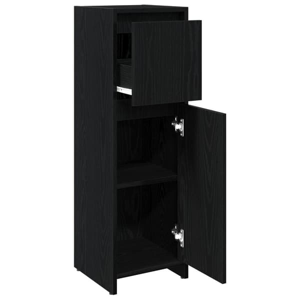vidaXL Kylpyhuonekaappi Musta Tammi 30x30x95 cm Tekninen Puu