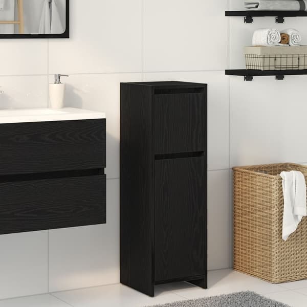 vidaXL Kylpyhuonekaappi Musta Tammi 30x30x95 cm Tekninen Puu