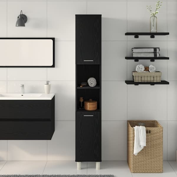 vidaXL Badekabinett Svart Eik 30x30x179 cm Bygget av Tre