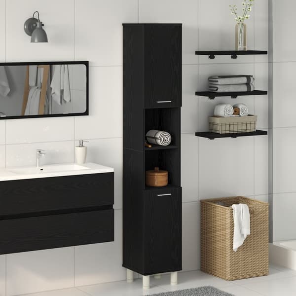 vidaXL Badekabinett Svart Eik 30x30x179 cm Bygget av Tre