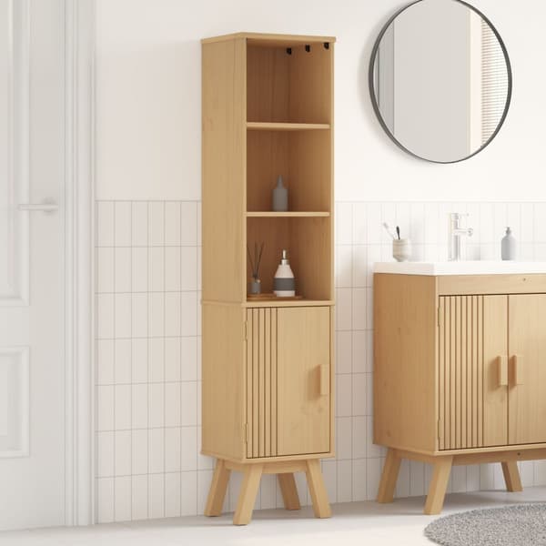 vidaXL Baderomsskap Brun 35x30x159 cm Solid Furutre