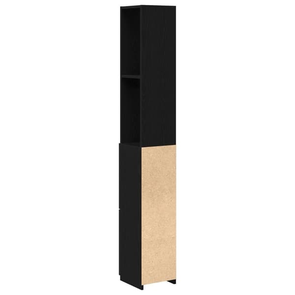 vidaXL Kylpyhuonekaappi Musta Tammi 25x25x170 cm Teknopuu