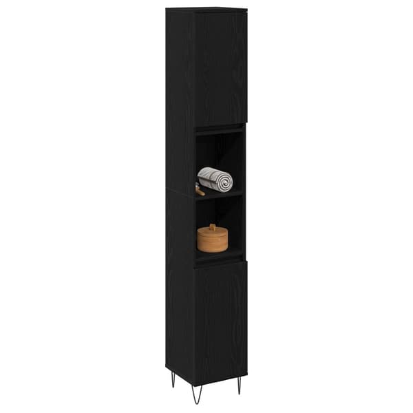 vidaXL Baderomsskap Svart Eik 30x30x190 cm Lagd av konstruert tre