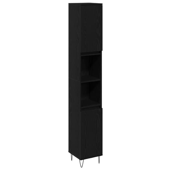 vidaXL Kylpyhuonekaappi Musta Tammi 30x30x190 cm Kehitetty Puu