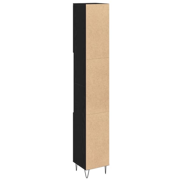 vidaXL Kylpyhuonekaappi Musta Tammi 30x30x190 cm Kehitetty Puu