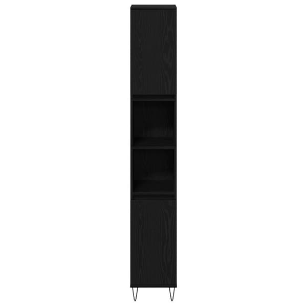 vidaXL Kylpyhuonekaappi Musta Tammi 30x30x190 cm Kehitetty Puu