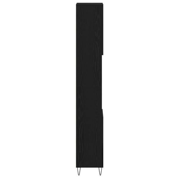 vidaXL Kylpyhuonekaappi Musta Tammi 30x30x190 cm Kehitetty Puu