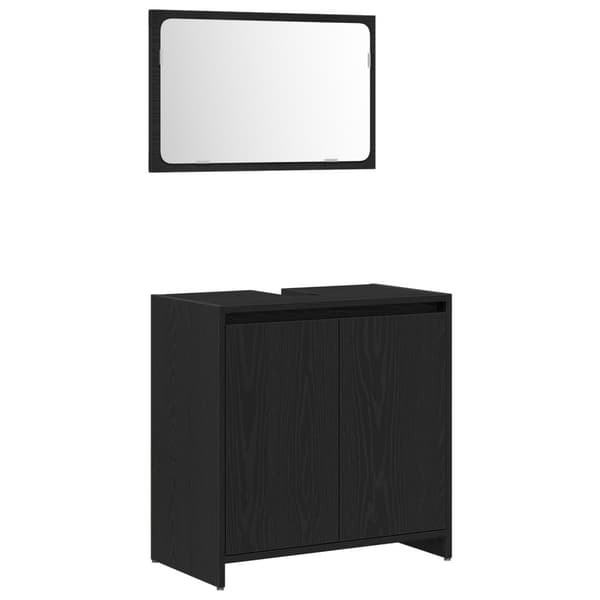 vidaXL Baderomsskap med Speil i Svart Eik 60x33x61 cm Ingeniørtre