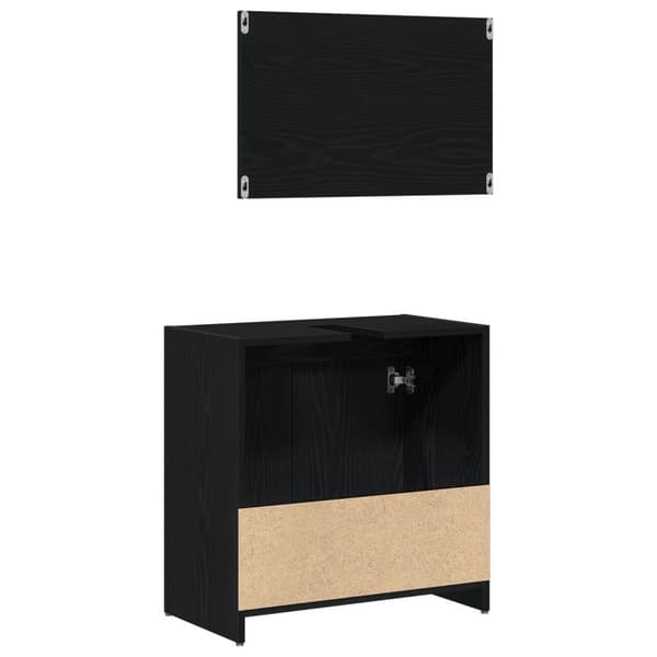 vidaXL Baderomsskap med Speil i Svart Eik 60x33x61 cm Ingeniørtre