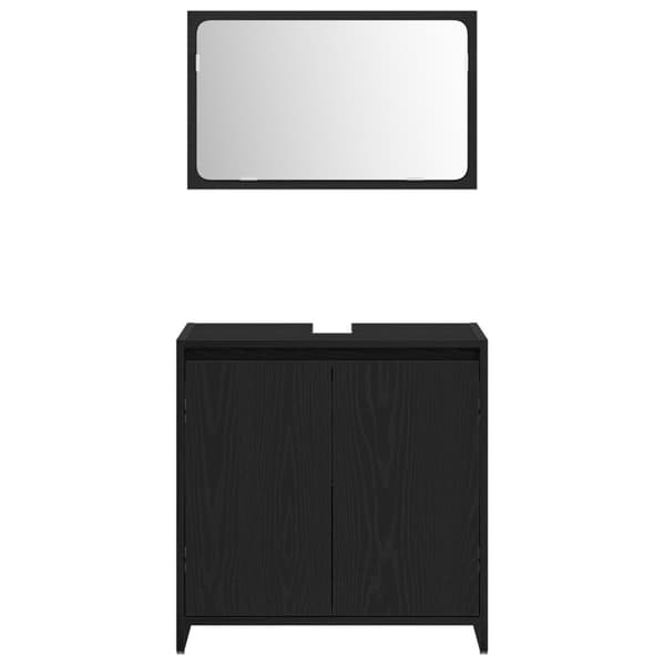 vidaXL Baderomsskap med Speil i Svart Eik 60x33x61 cm Ingeniørtre