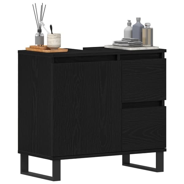 vidaXL Baderomsvaskskap Svart Eik 65x33x60 cm Konstruert Tre