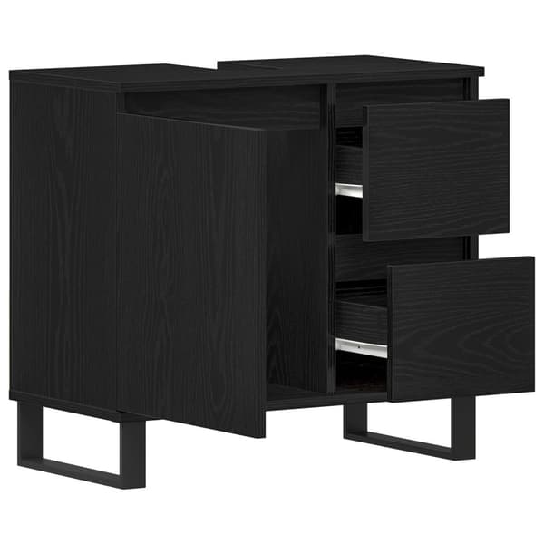 vidaXL Baderomsvaskskap Svart Eik 65x33x60 cm Konstruert Tre