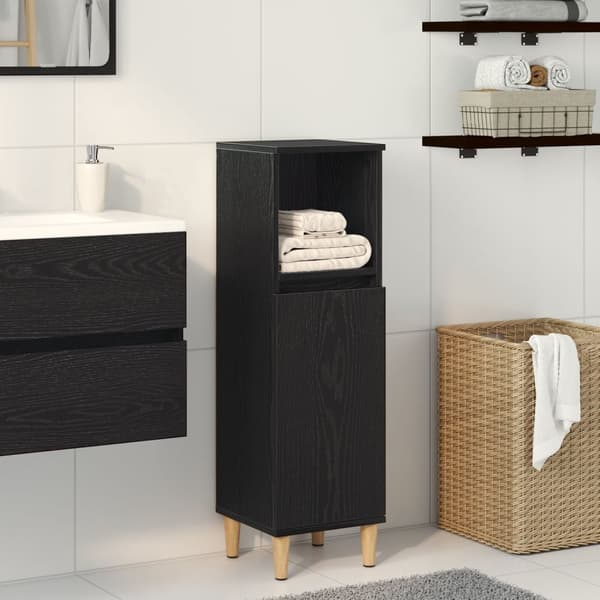 vidaXL Baderomsskap Svart Eik 30x30x100 cm Konstruert Tre