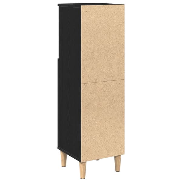 vidaXL Badeværelsesskab Sort egetræ Konstrueret træ 30x30x100 cm