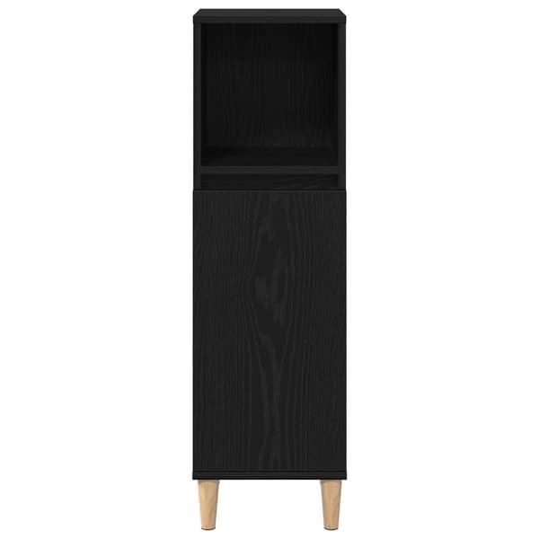 vidaXL Badeværelsesskab Sort egetræ Konstrueret træ 30x30x100 cm