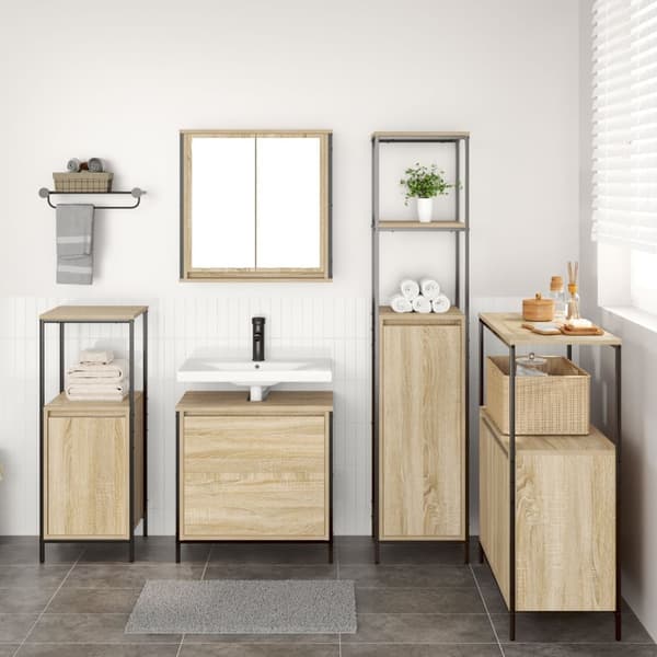 vidaXL 5-delt baderomsmøbelsett i Sonoma eikefiner